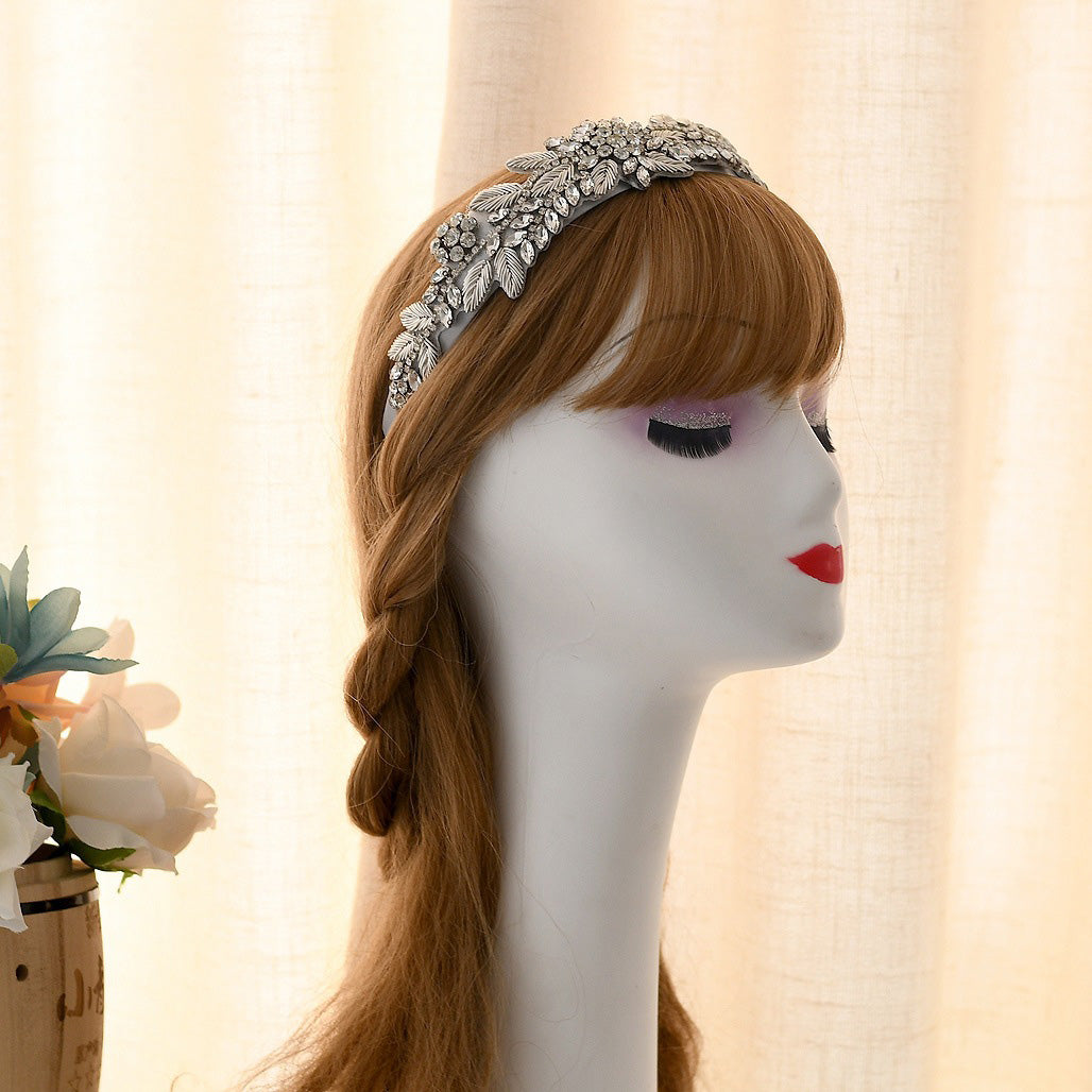 Diamond Rhinestone Hair Headband - Gray
