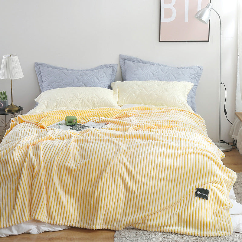 Summer Multifunctional Striped Snowfleece Air Conditioning Blanket - Sofa & Bed Use