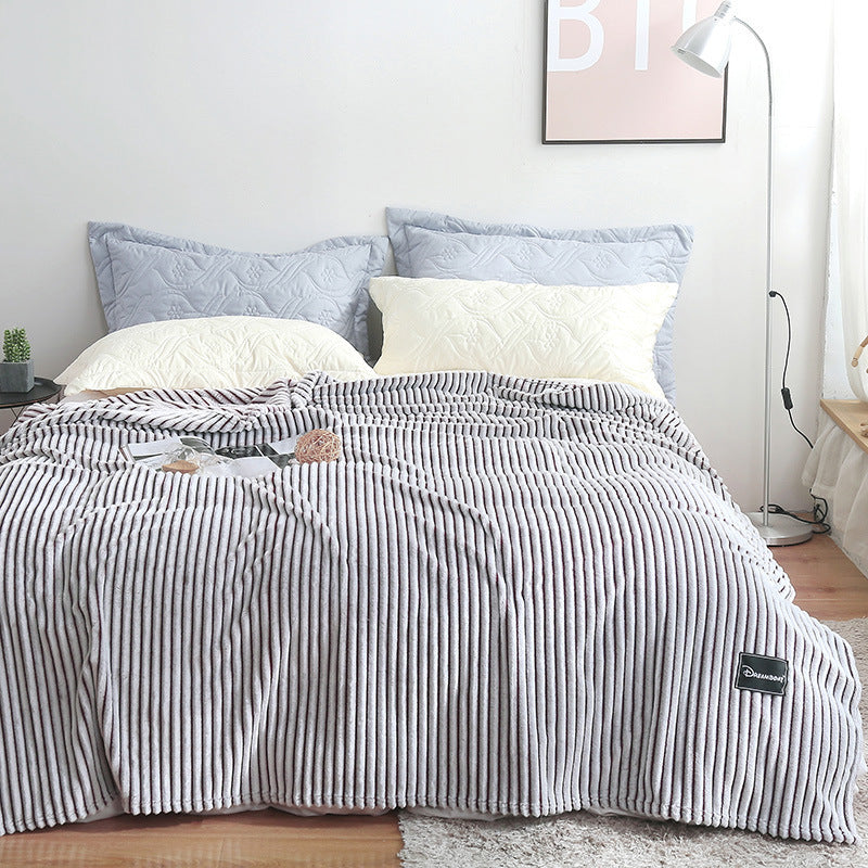 Summer Multifunctional Striped Snowfleece Air Conditioning Blanket - Sofa & Bed Use