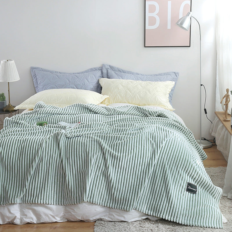 Summer Multifunctional Striped Snowfleece Air Conditioning Blanket - Sofa & Bed Use