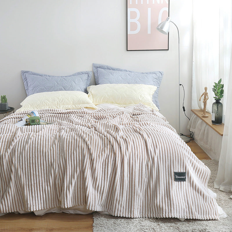 Summer Multifunctional Striped Snowfleece Air Conditioning Blanket - Sofa & Bed Use