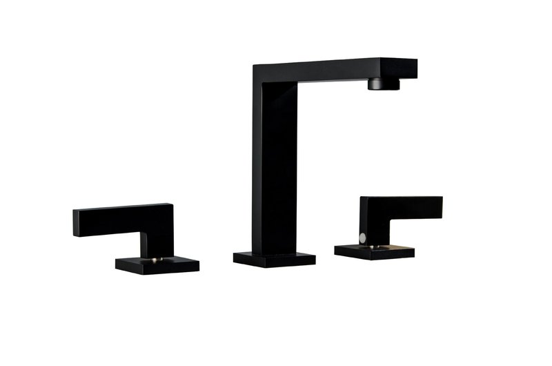 Copper Split Basin Faucet Set Black Three-Piece Bathroom Sink Faucet