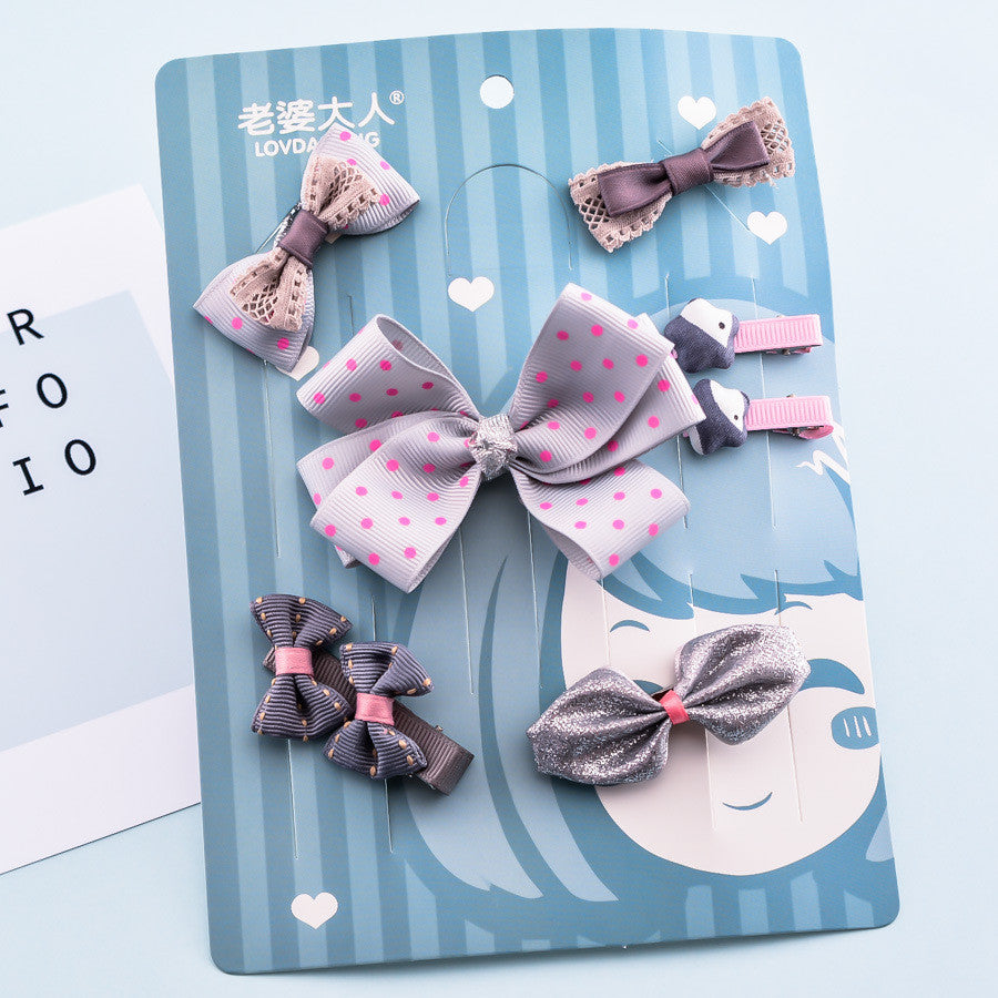 Korean Bow Hairpin Set - 6 Pieces Hair Accessories