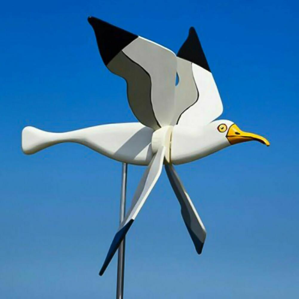 Wooden Bird Sculpture Garden Wind Spinner Outdoor Decoration Farmhouse Style