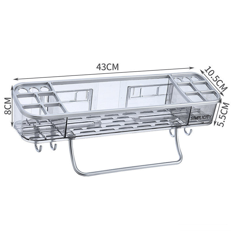 Wall-Mounted Triangle Storage Rack with Towel Bar Hooks Bathroom Organizer