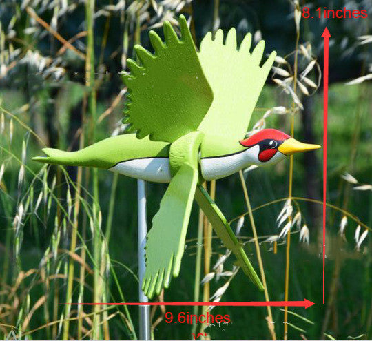 Wooden Bird Sculpture Garden Wind Spinner Outdoor Decoration Farmhouse Style