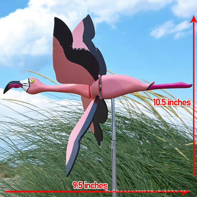Wooden Bird Sculpture Garden Wind Spinner Outdoor Decoration Farmhouse Style