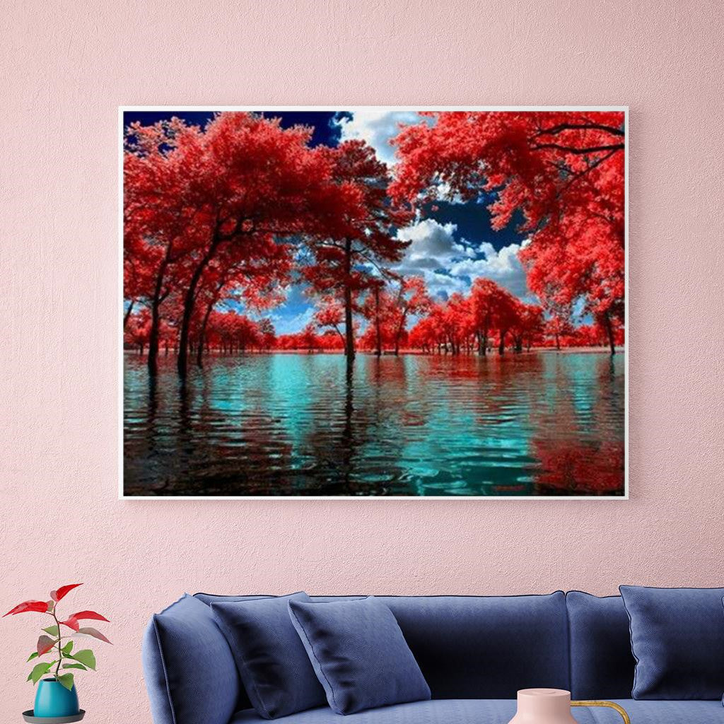 DIY Red Leaf Tree Diamond Painting Kit 30x40cm Home & Garden Crafts