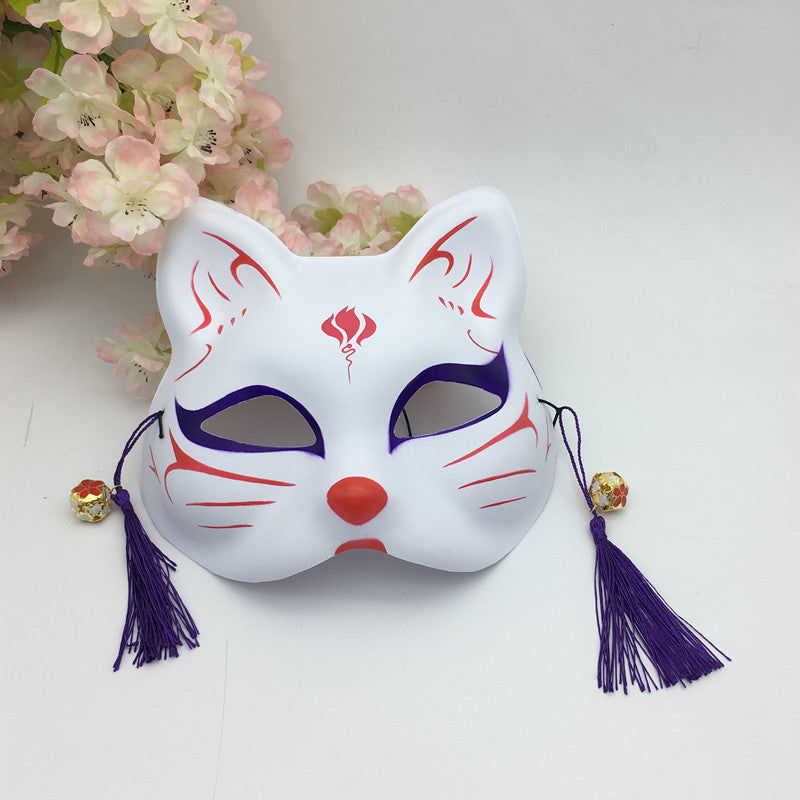 Japanese Style Cat Face Mask - Antique Fox Half Face Party Mask for Home & Garden
