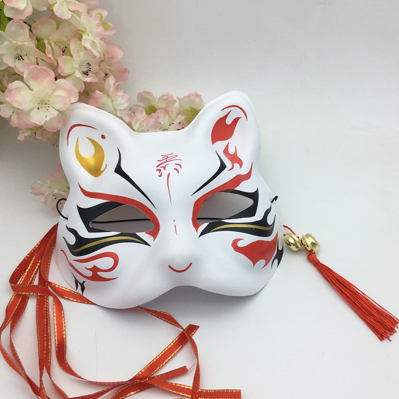 Japanese Style Cat Face Mask - Antique Fox Half Face Party Mask for Home & Garden