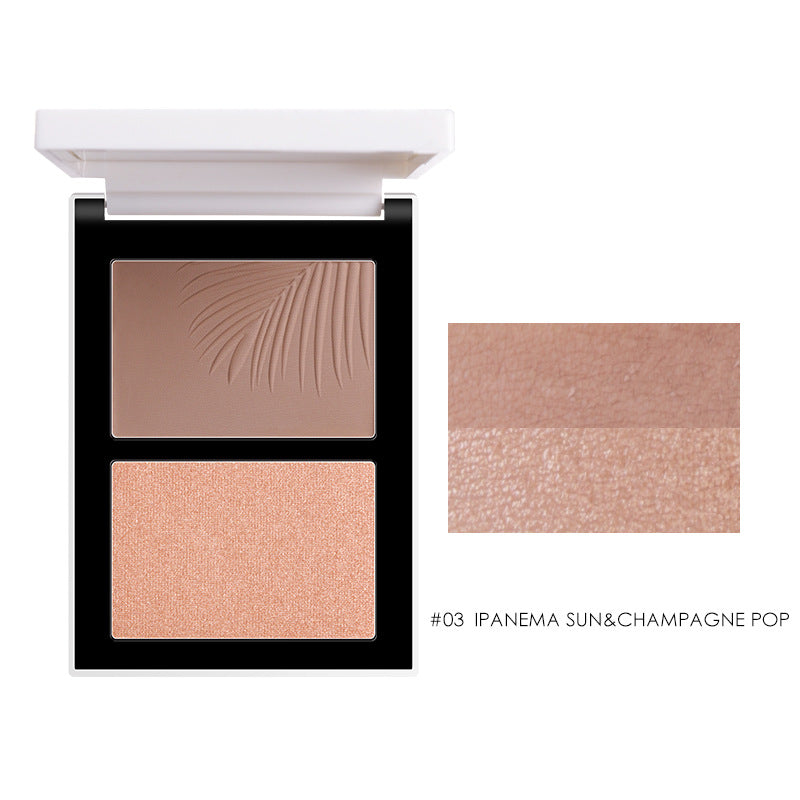 Two-Color Highlight Trimming Disc Shadow Silhouette Glitter Nose Shadow Highlighter Set