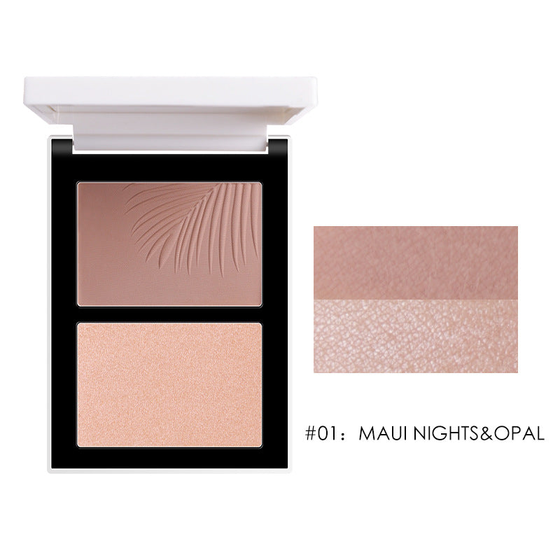 Two-Color Highlight Trimming Disc Shadow Silhouette Glitter Nose Shadow Highlighter Set