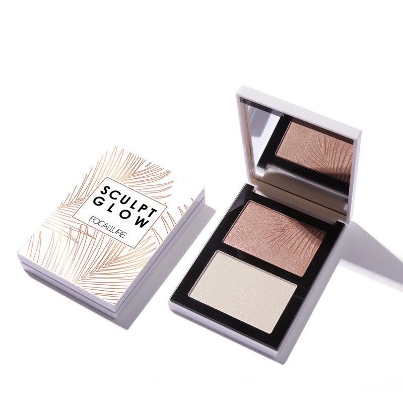 Two-Color Highlight Trimming Disc Shadow Silhouette Glitter Nose Shadow Highlighter Set