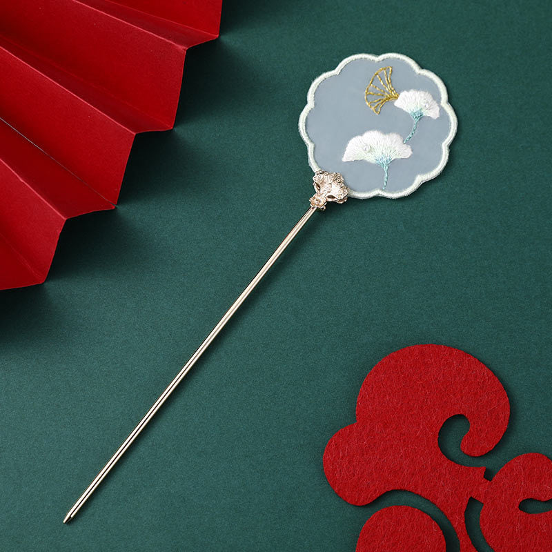 Antique Hairpin Bookmark with Su Embroidery Ribbon - Chinese Floral Design