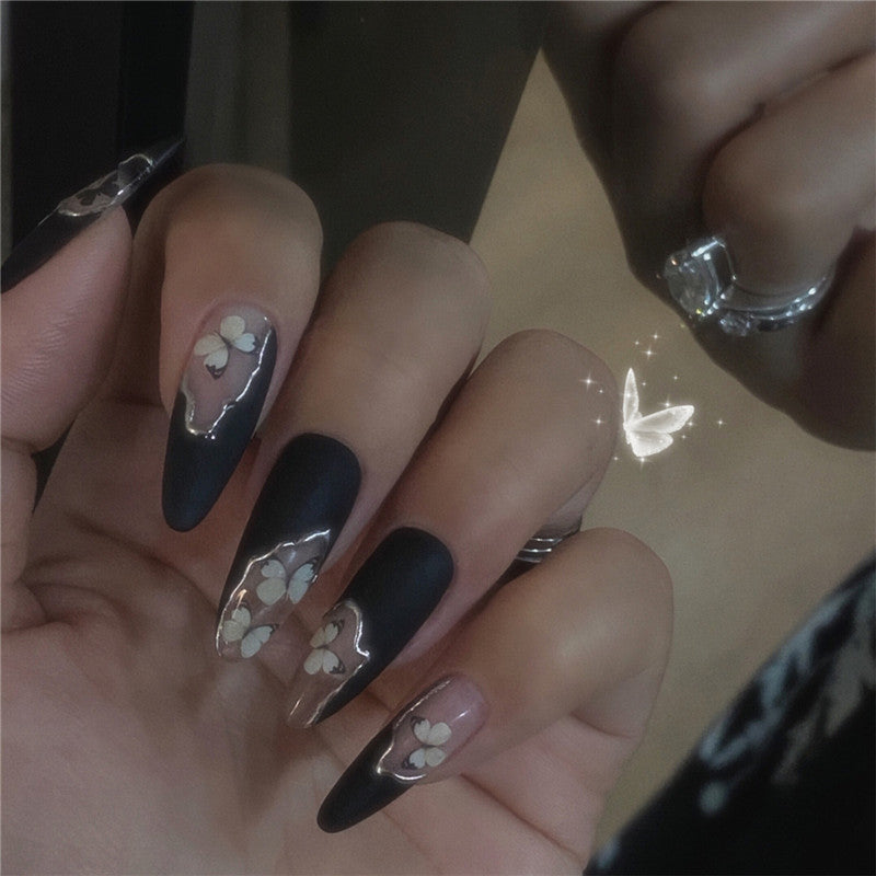 Dark Butterfly Nail Stickers - Black Nail Art Decals for Manicure