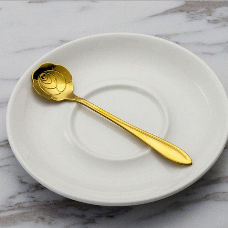 Stainless Steel Coffee Spoon with Leaf or Cherry Blossom Design - Wedding Gift Set