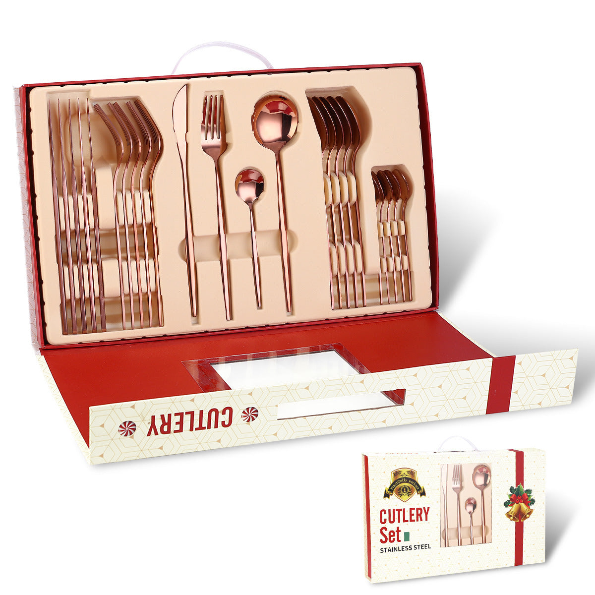 Stainless Steel Cutlery Set 24-Piece Dinnerware Gift Tableware with Gold Plated Finish