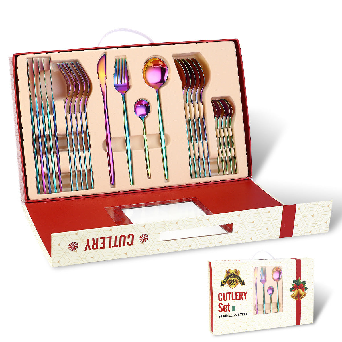 Stainless Steel Cutlery Set 24-Piece Dinnerware Gift Tableware with Gold Plated Finish