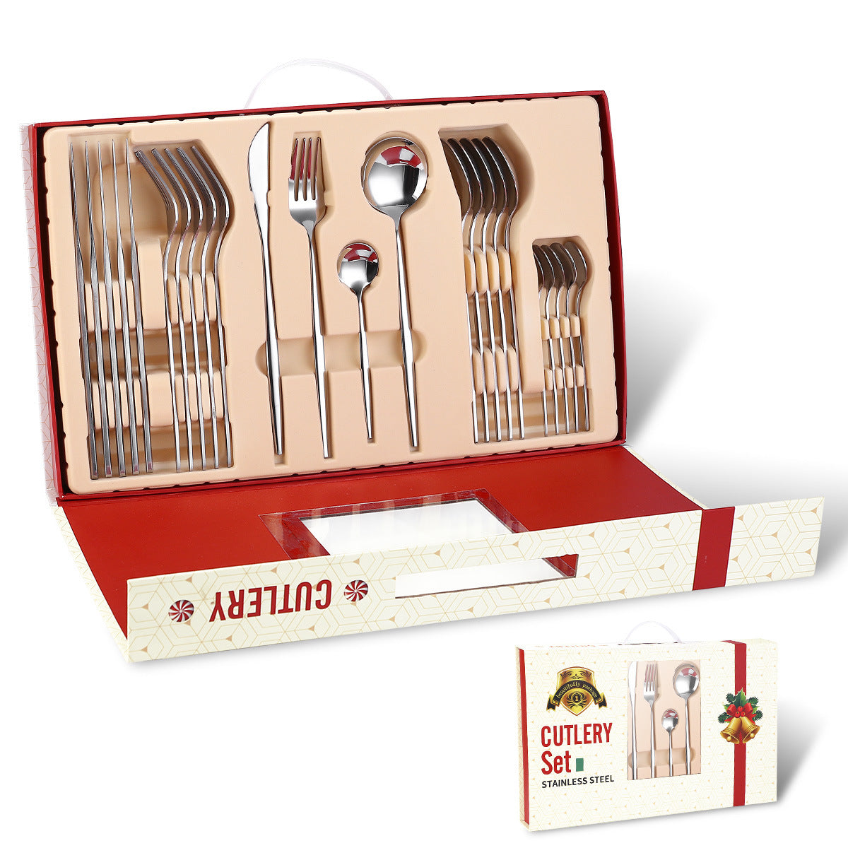 Stainless Steel Cutlery Set 24-Piece Dinnerware Gift Tableware with Gold Plated Finish