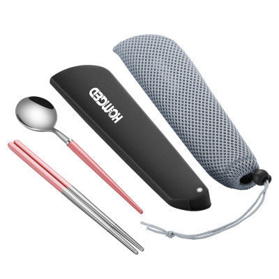 Portable Stainless Steel Tableware Set with Chopsticks and Spoon - Two-Piece