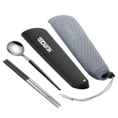 Portable Stainless Steel Tableware Set with Chopsticks and Spoon - Two-Piece