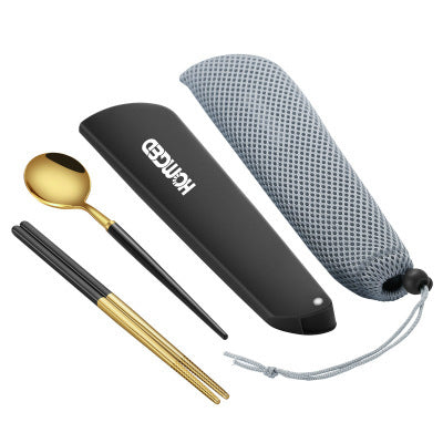 Portable Stainless Steel Tableware Set with Chopsticks and Spoon - Two-Piece