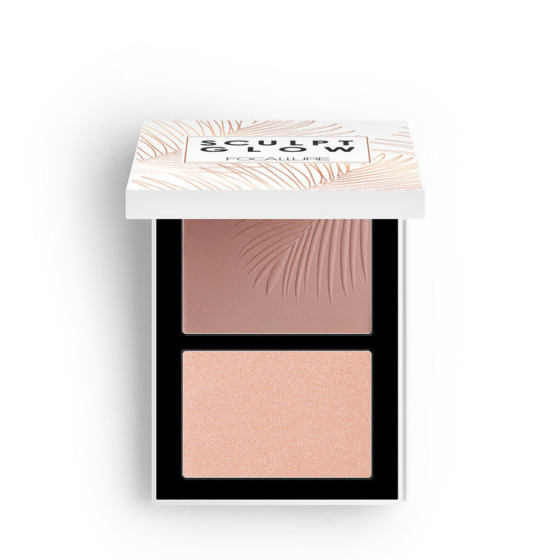 Two-Color Highlight Trimming Disc Shadow Silhouette Glitter Nose Shadow Highlighter Set