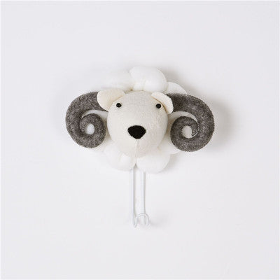 Animal Head Wall Hook - Wool Felt Lion Elephant Coat Hanger