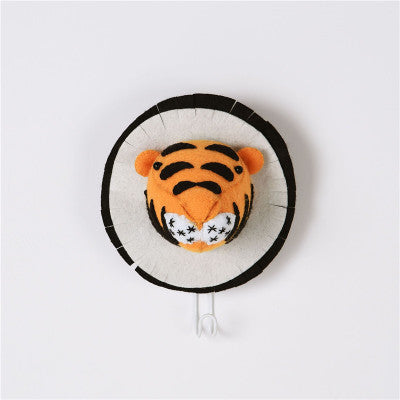 Animal Head Wall Hook - Wool Felt Lion Elephant Coat Hanger