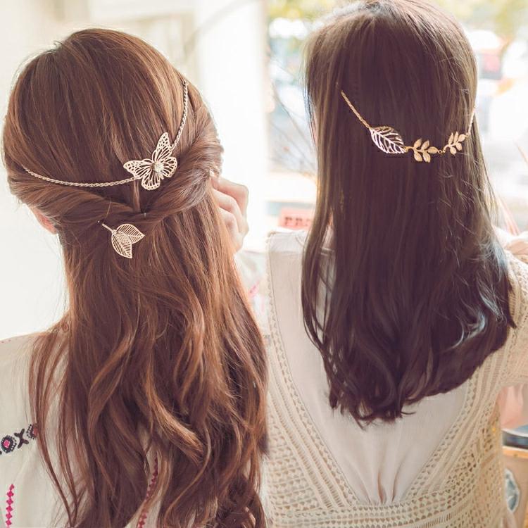 Butterfly Fairy Hair Band - Leaf Gold Alloy
