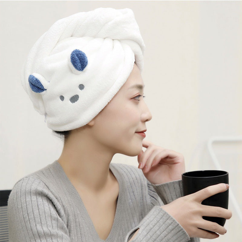 Cartoon Bunny Ears Dry Hair Cap with Headband - Multiple Colors