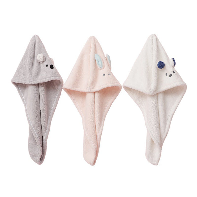 Cartoon Bunny Ears Dry Hair Cap with Headband - Multiple Colors