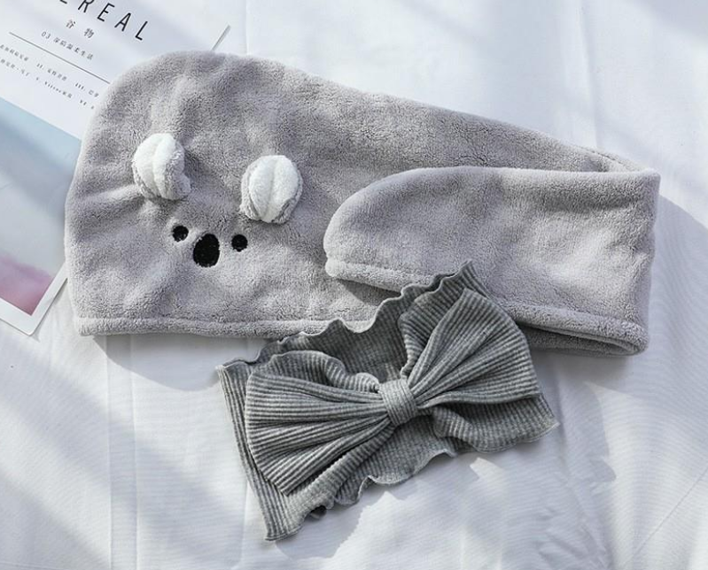 Cartoon Bunny Ears Dry Hair Cap with Headband - Multiple Colors