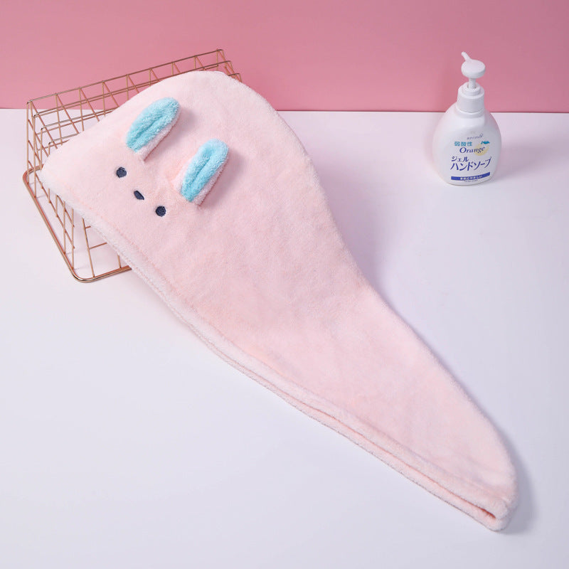 Cartoon Bunny Ears Dry Hair Cap with Headband - Multiple Colors