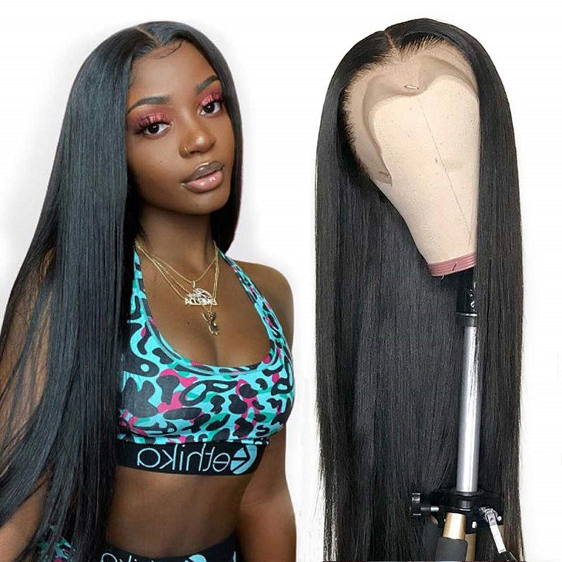 European & American Synthetic Lace Front Wig for Women - Long Straight Hair, Multiple Sizes