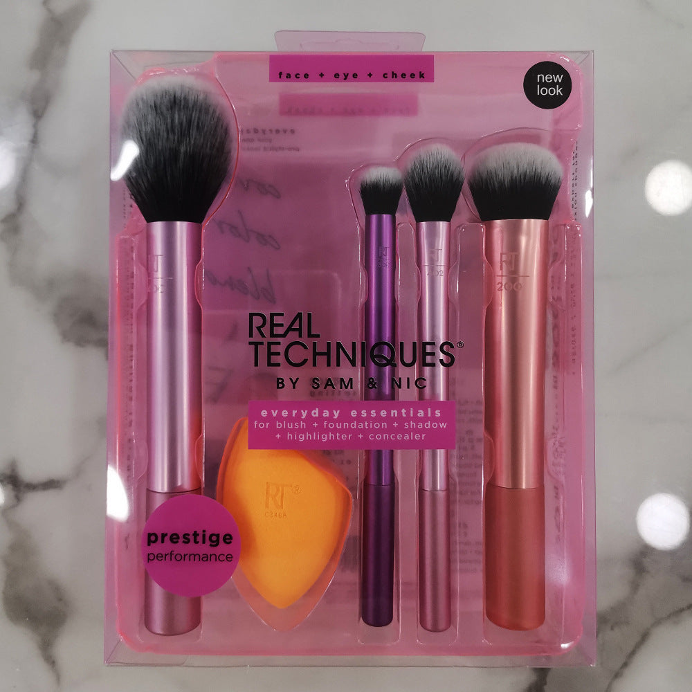 5-Piece Makeup Brush Set - Professional Cosmetic Tools for Face & Eyes