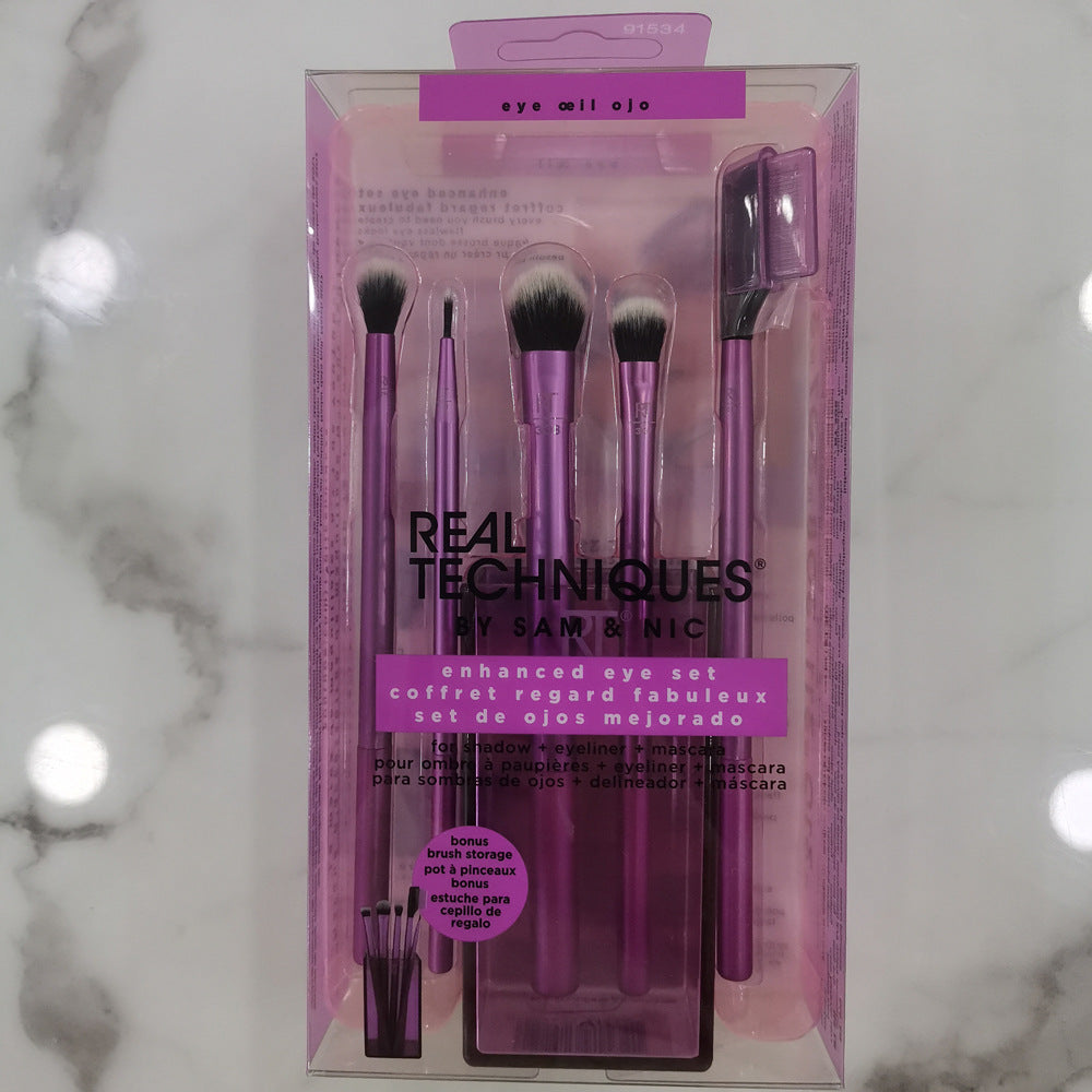 5-Piece Makeup Brush Set - Professional Cosmetic Tools for Face & Eyes