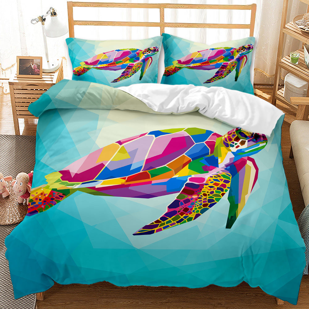 Underwater World Whale Shark Quilt Cover Set - 3D Digital Printing, Brushed Bedding