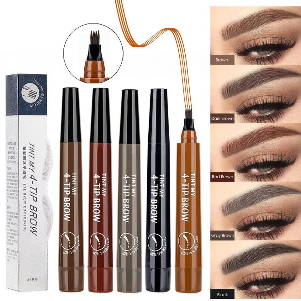 Four-Forked Water Eyebrow Pencil Multi-Head Makeup Eyebrow Shaping Tool - Multiple Colors