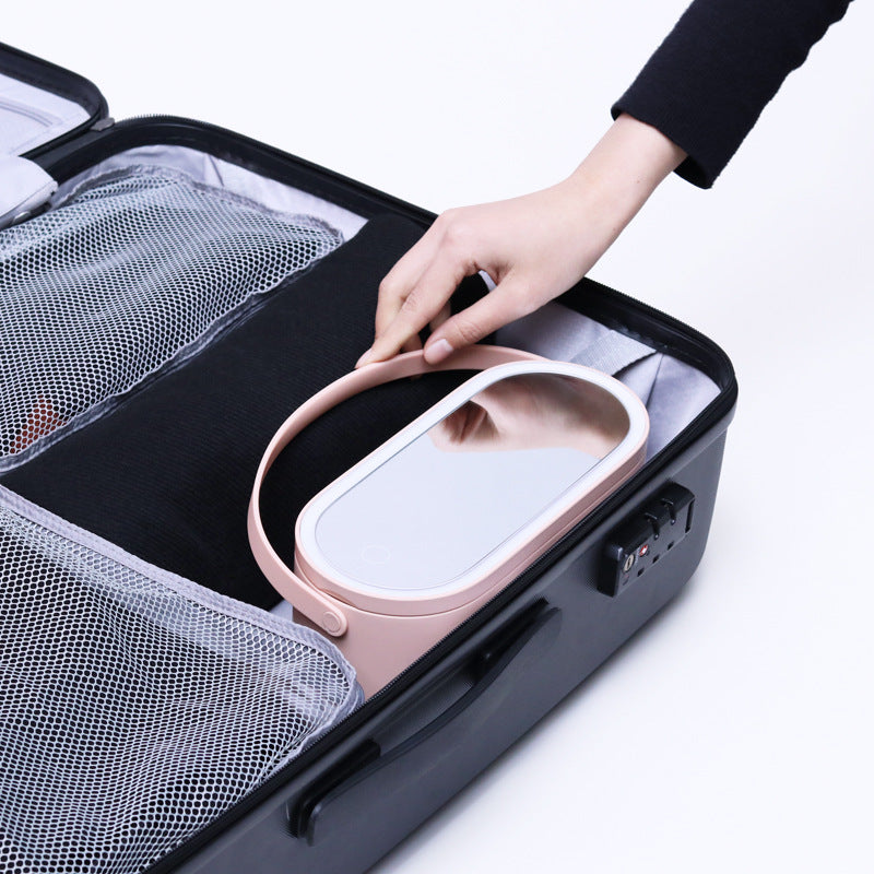 Mini Portable LED Makeup Mirror with Night Light and Rechargeable Battery