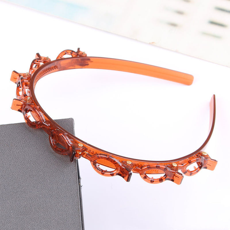 Pearl Rhinestone Hair Band with Snap Button Hairpin – U-Shape Headband