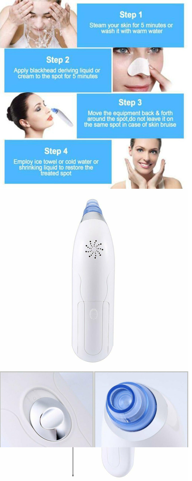 Electric Blackhead Pore Cleaner Ultrasonic Suction Facial Skin Care Tool