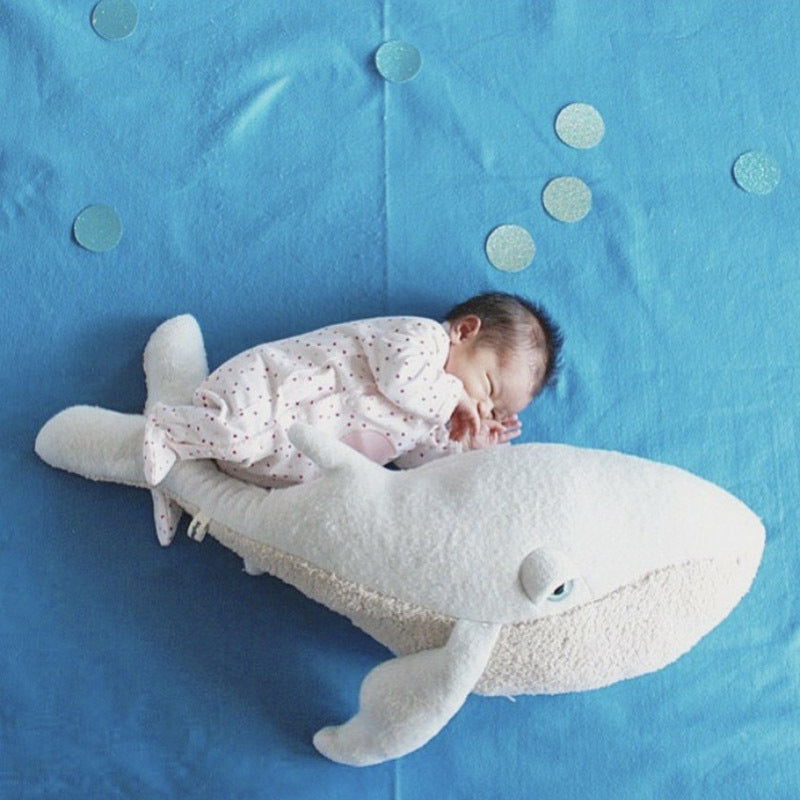 Whale Dolphin Plush Pillow - Soft Marine Animal Baby Toy 30x90cm