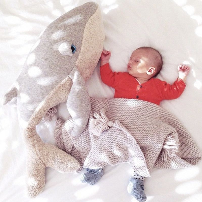 Whale Dolphin Plush Pillow - Soft Marine Animal Baby Toy 30x90cm