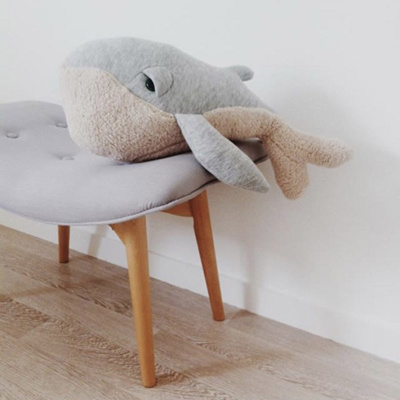 Whale Dolphin Plush Pillow - Soft Marine Animal Baby Toy 30x90cm