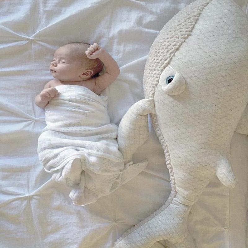 Whale Dolphin Plush Pillow - Soft Marine Animal Baby Toy 30x90cm