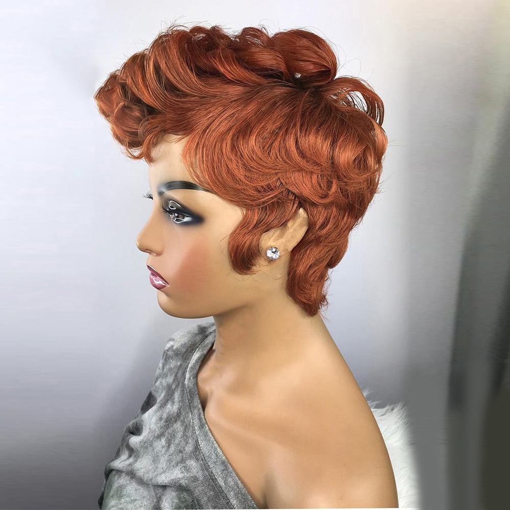 Orange Short Curly Synthetic Wig