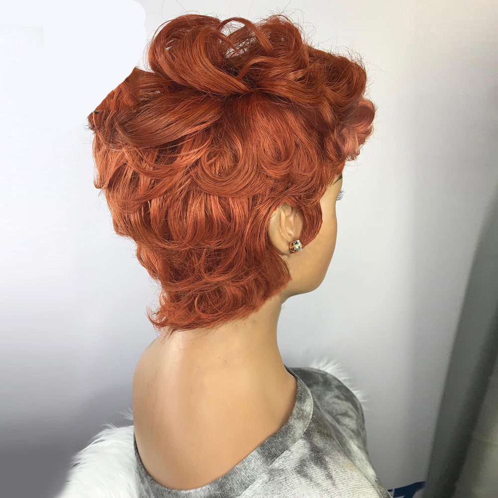 Orange Short Curly Synthetic Wig