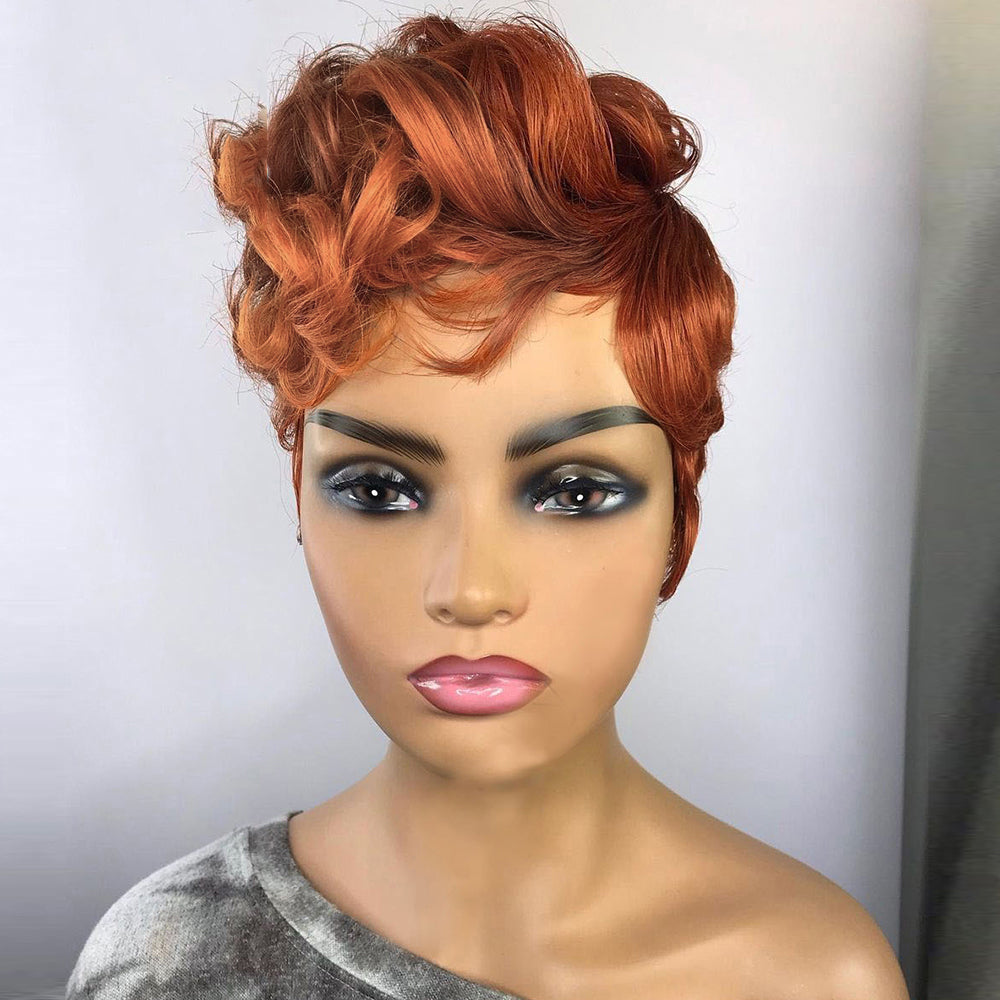 Orange Short Curly Synthetic Wig