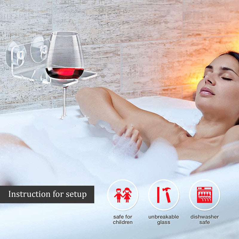 Shower Cup Holder Adhesive Mount for Bathroom - Transparent